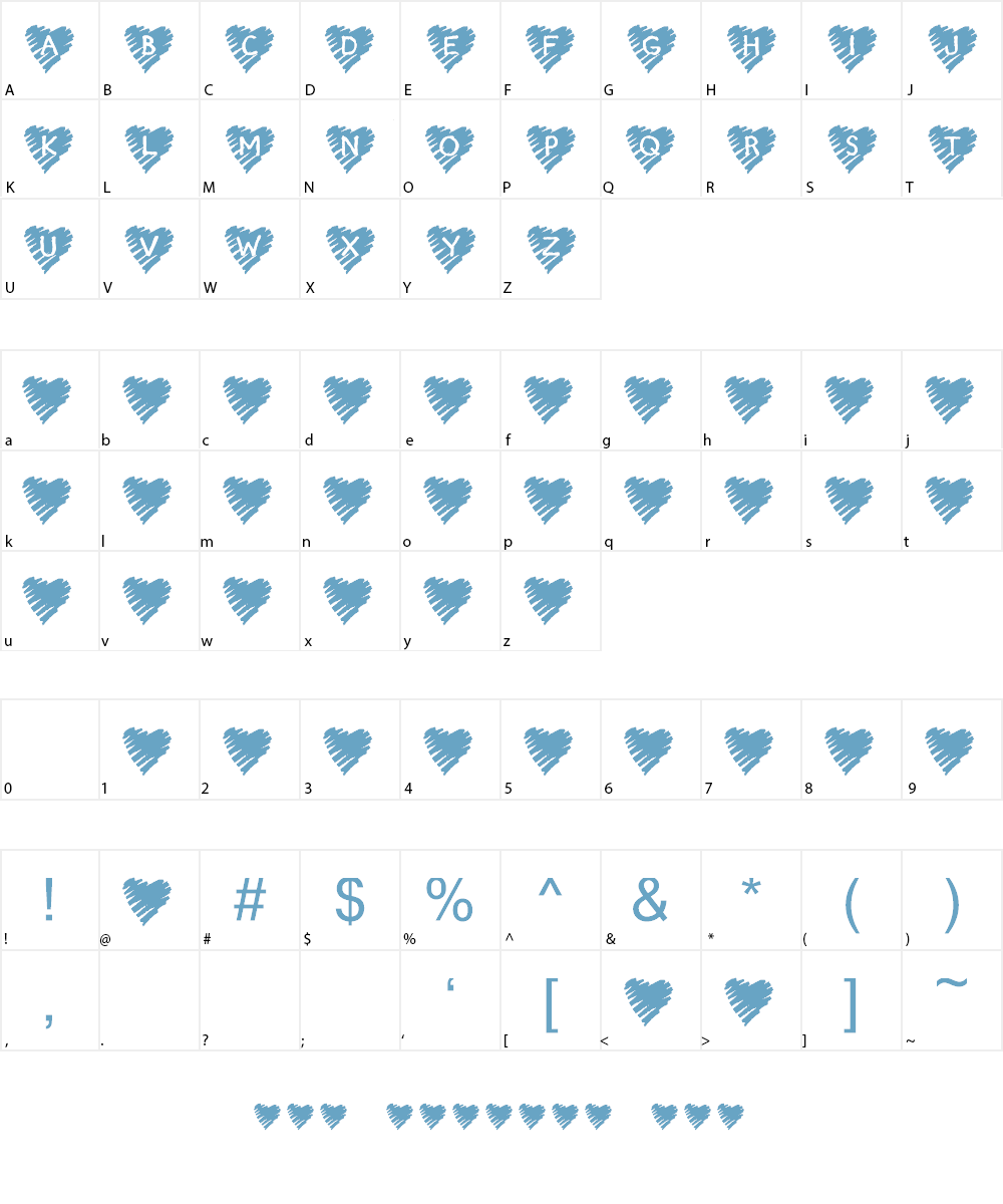 KR Scribble Heart Font Character
